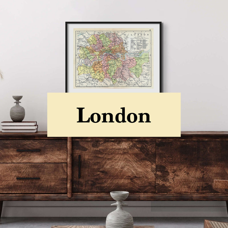 London Map Art Beach House Art