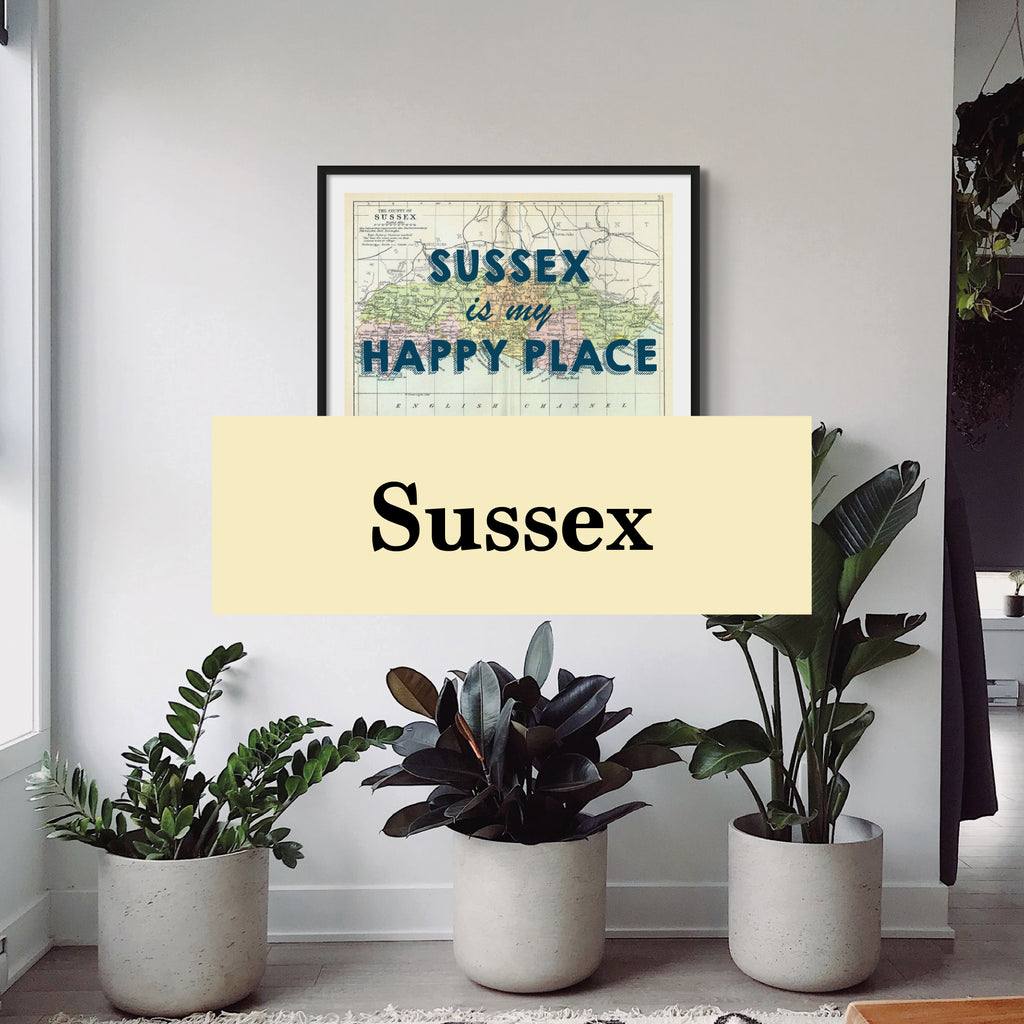 Sussex Map Prints - A collection of map prints of sussex - Wall Art