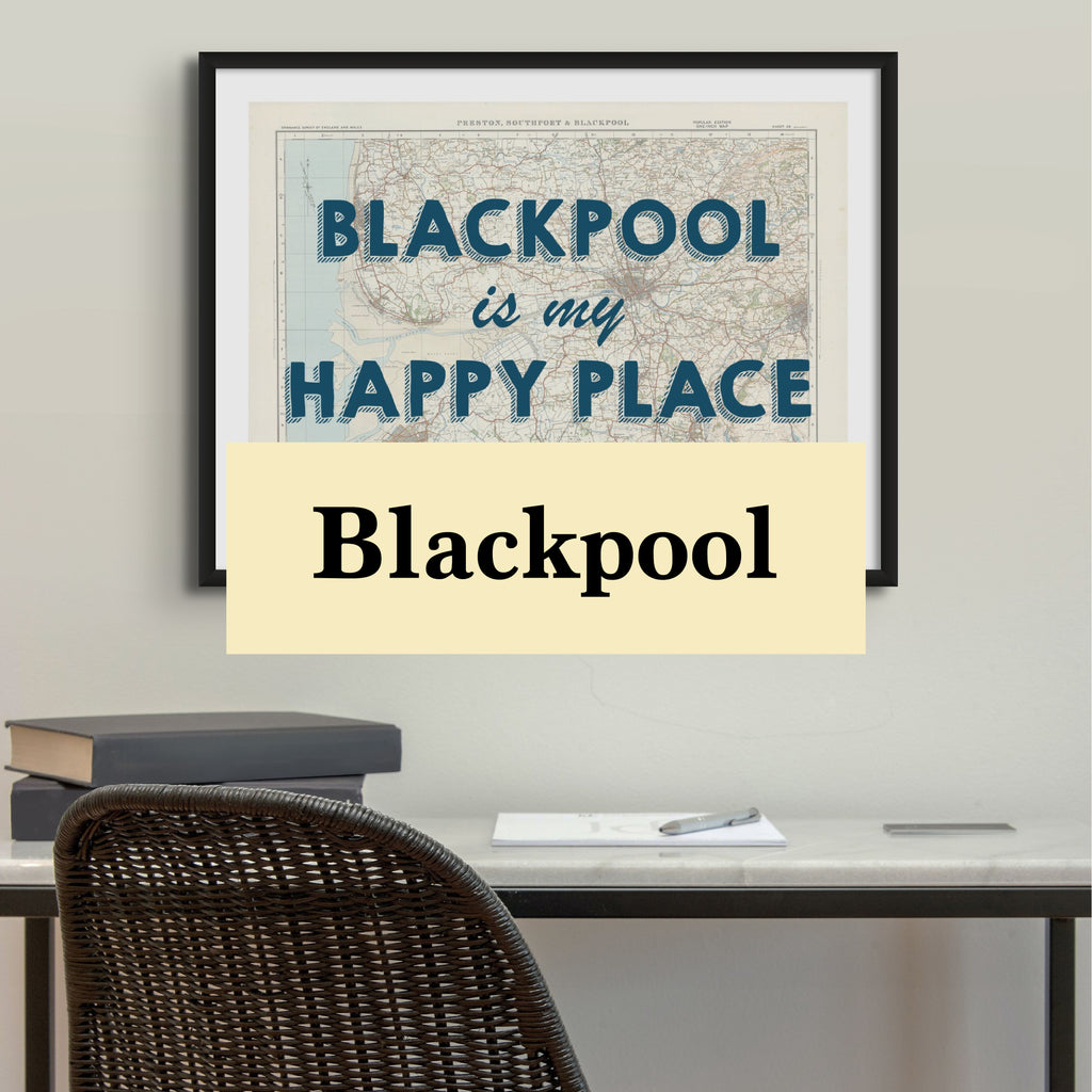 Blackpool Map Prints -  A collection of Blackpool map prints perfect for interior wall art