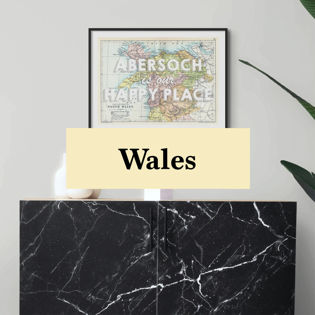 Wales Map Prints -  A collection of vintage map prints of Wales -  Wall Art