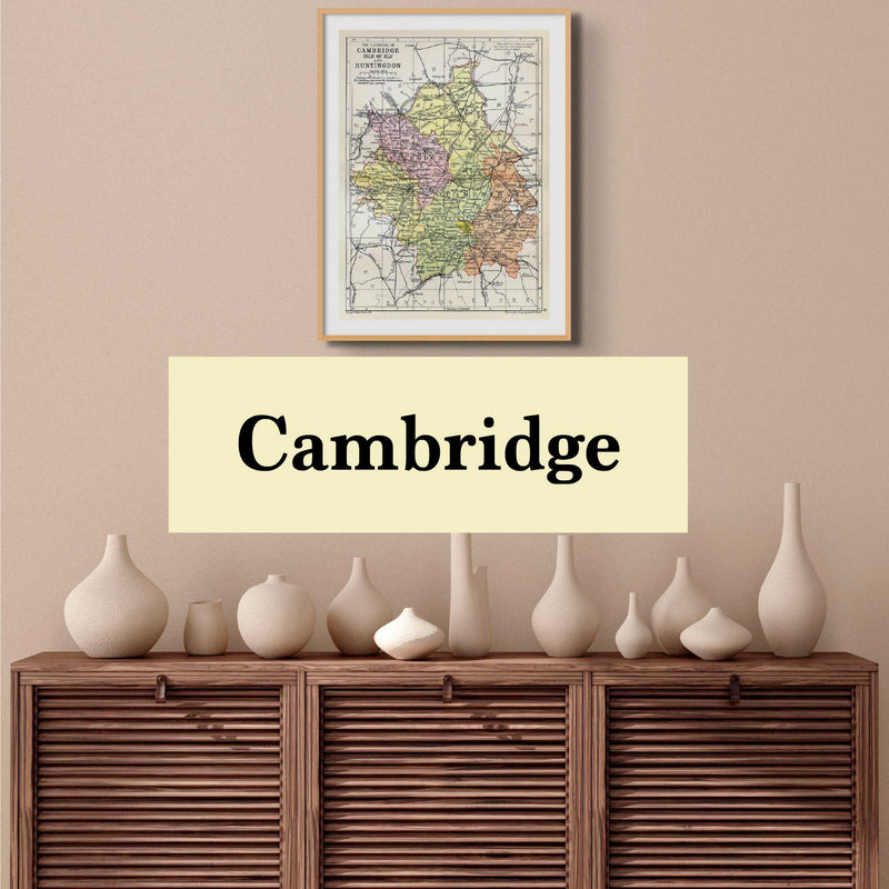 Cambridge Map Prints -  A collection of map prints of Cambridgeshire