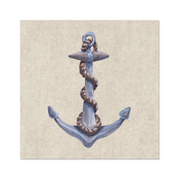 anchor painting - nautical painting of anchor and rope on vintage paper