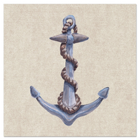 Decorative anchor painting with rope on a beige background