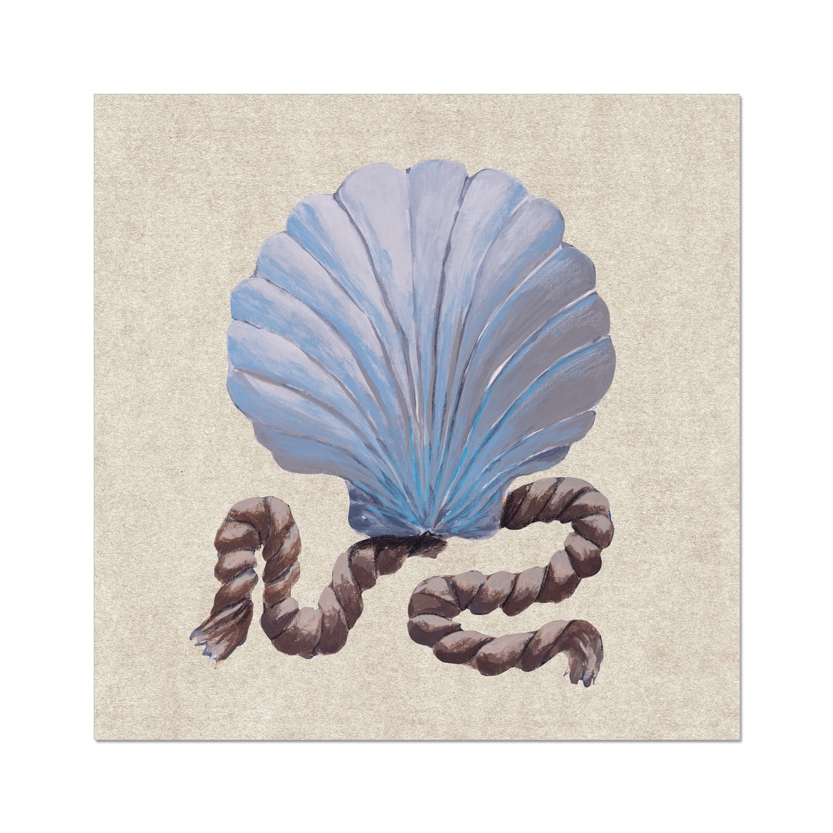 scallop shell painting on vintage paper.