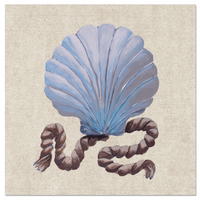 Blue shell art print with rope on a beige background