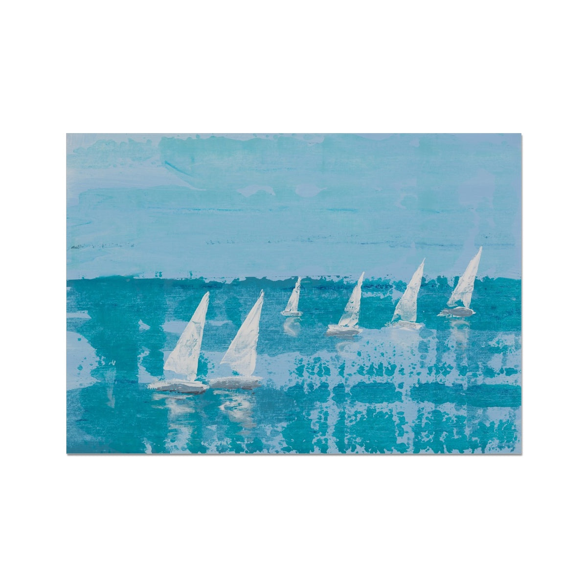 White Sail Regatta | Sailing Painting | Nautical Sailing Regatta Painting - Unframed