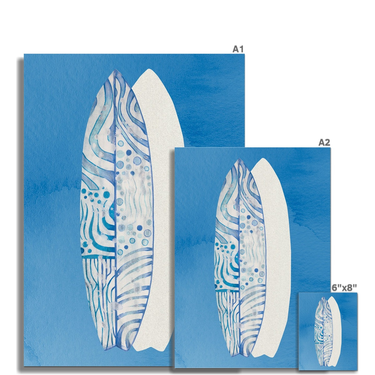 Surfboard Art Print | Beach Art | Two Surfboards Art  - Unframed