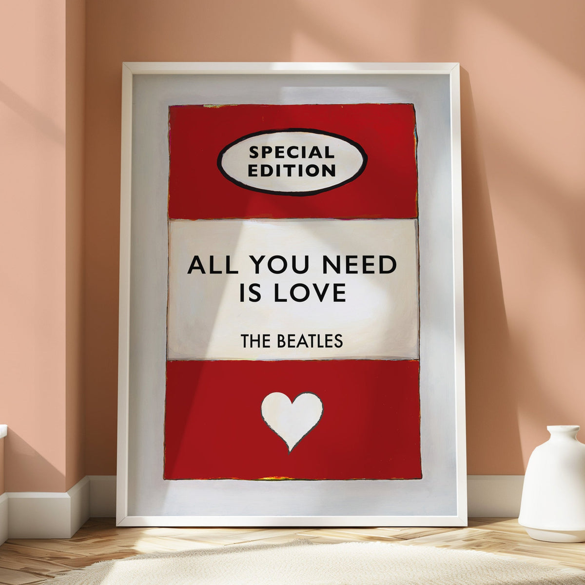 All You Need is Love romantic quote print on vintage style book cover - Framed