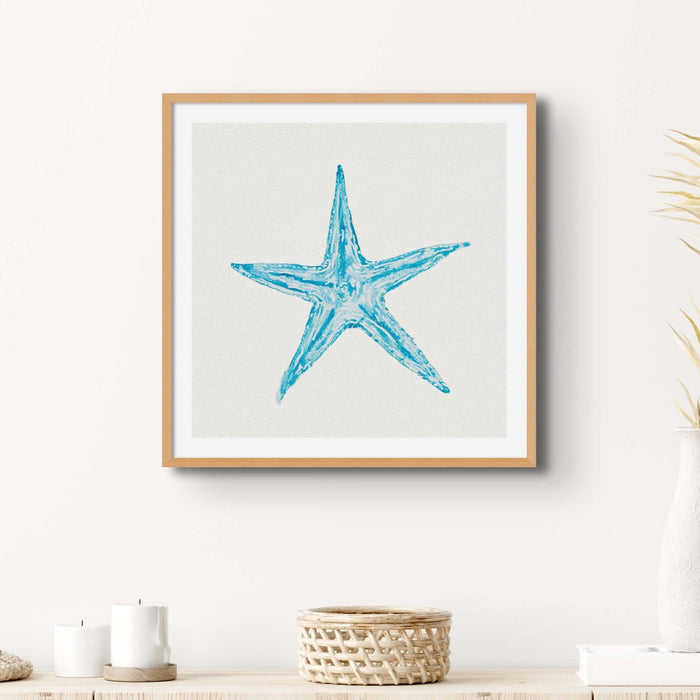 Aqua Watercolour Starfish Painting | Starfish Print Wall Art - Framed Art Print