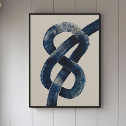 Set of Two Abstract Knot Paintings - Unframed Beach House Art - blue abstract art
