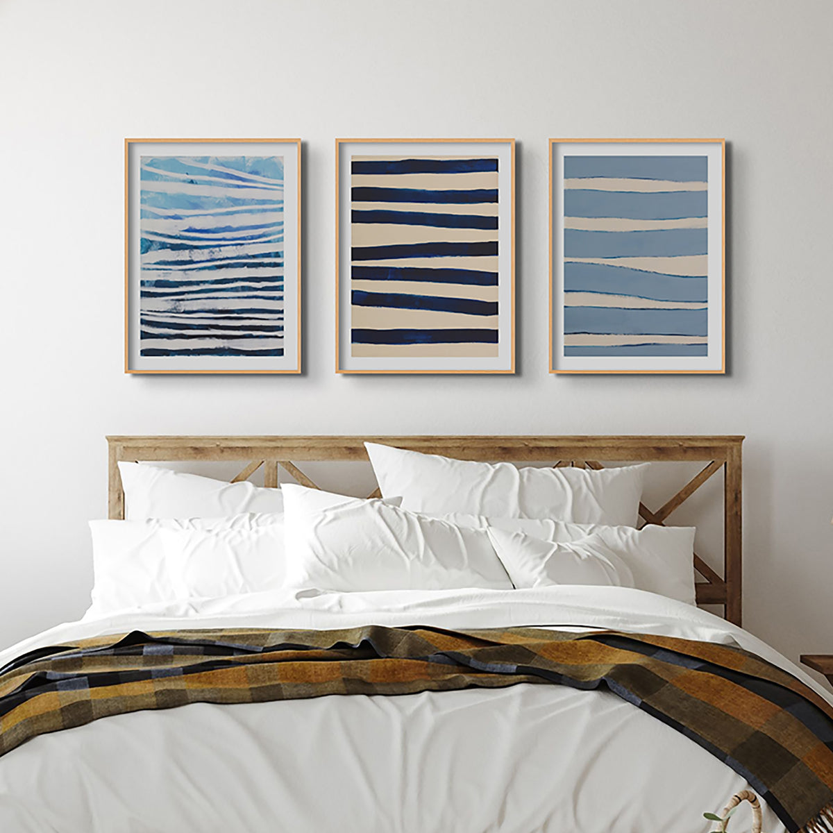 Storm Set Print | Abstract Blue Line Art - Unframed Wall Art