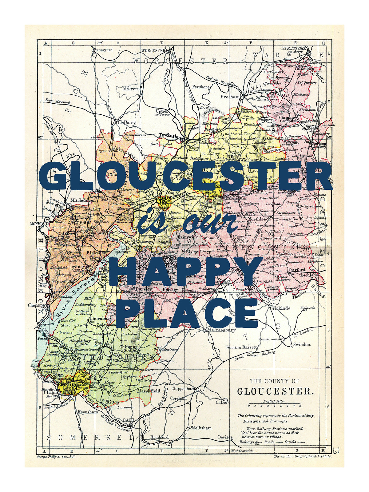 Personalised Vintage Map Print | Custom Location Gift | Favourite Place Art