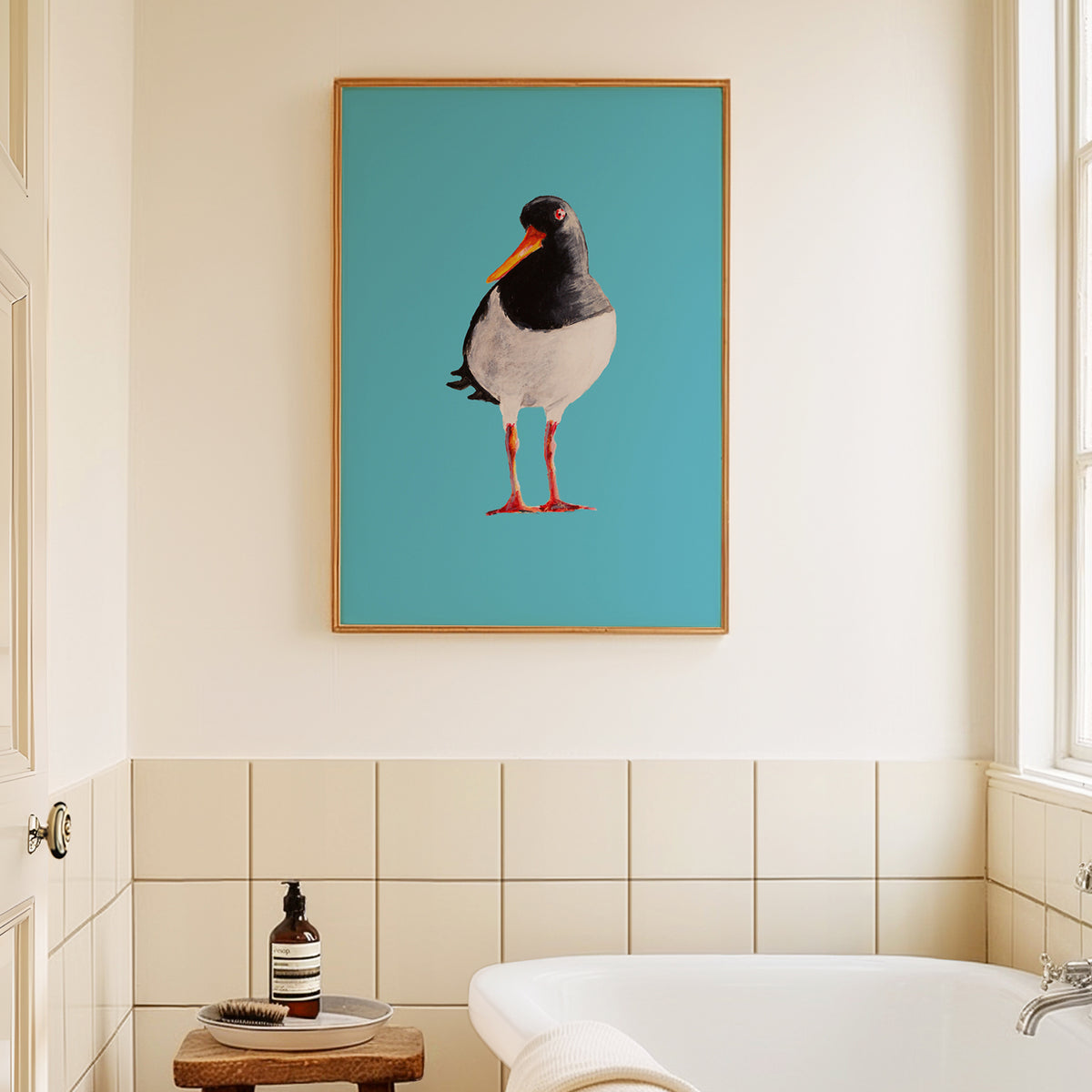 Set of Two Bird Paintings on Blue - Unframed