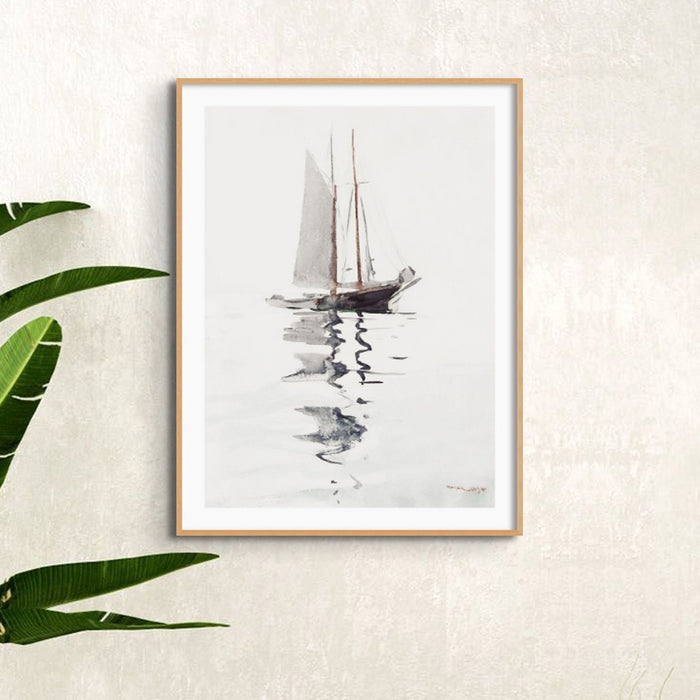 Schooner Painting | Vintage Watercolour Boat Wall Art Print - Framed Art Print