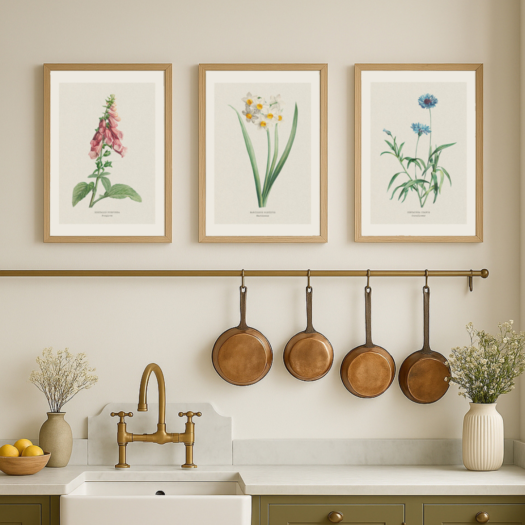Set of Three Vintage Flower Prints | Vintage Botanical Prints - Unframed
