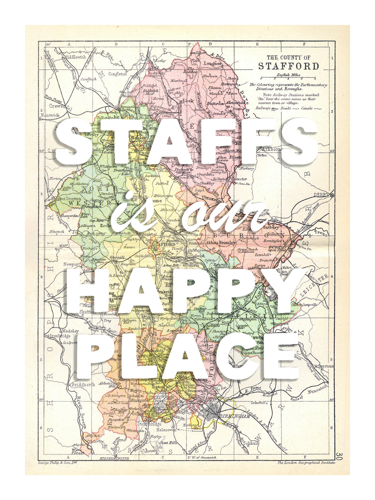 Personalised Vintage Map Print | Custom Location Gift | Favourite Place Art
