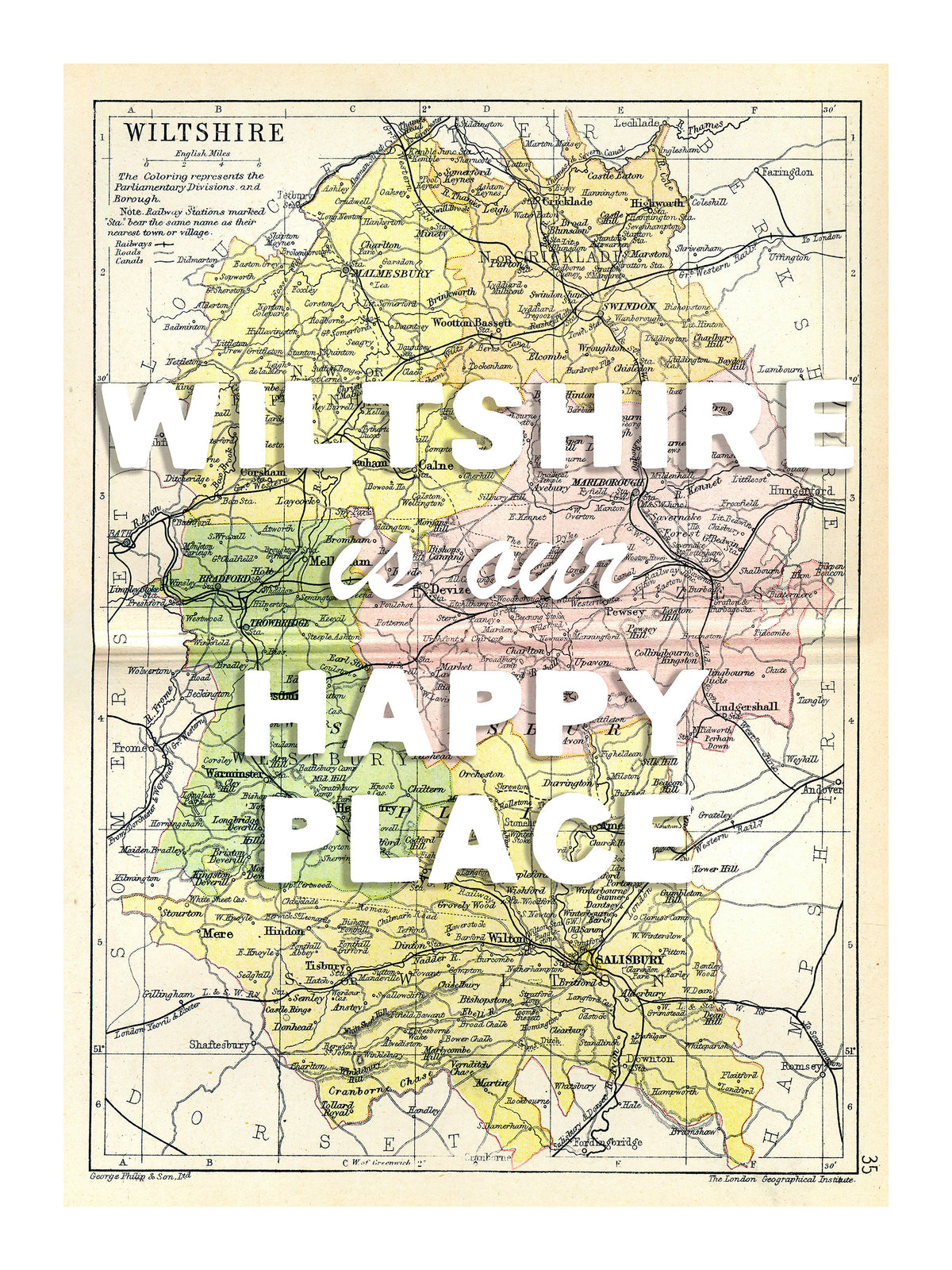 Personalised Vintage Map Print | Custom Location Gift | Favourite Place Art