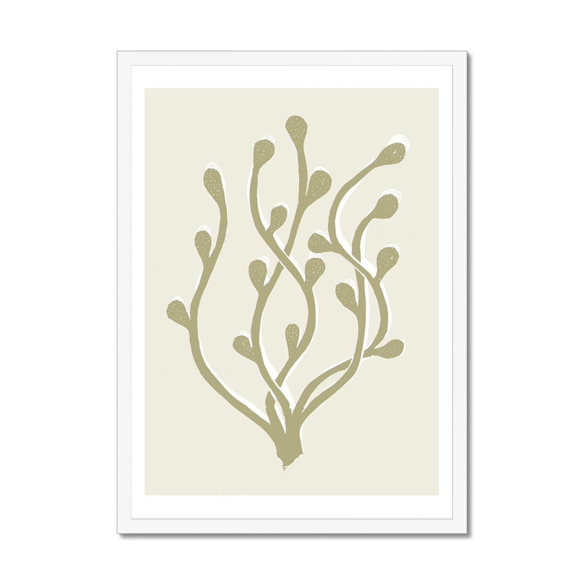 Set of Three Abstract Neutral Lino Cut seaweed prints - Unframed