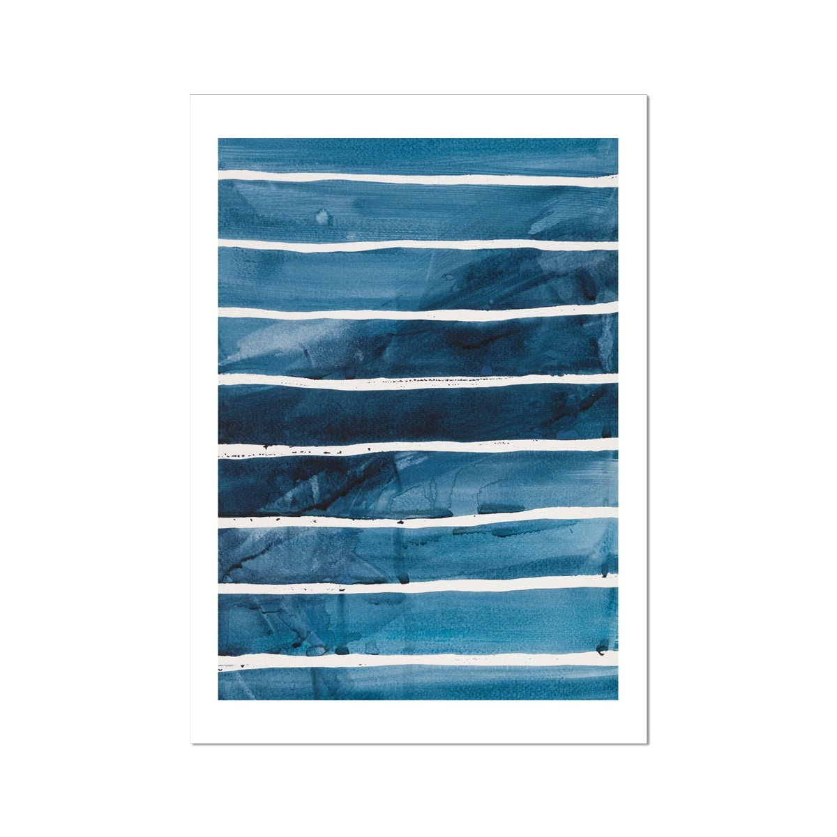 Sea Blue Wave Art 1| Abstract Lines Painting -  Unframed