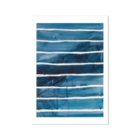 Sea Blue Wave Art 1| Abstract Lines Painting -  Unframed