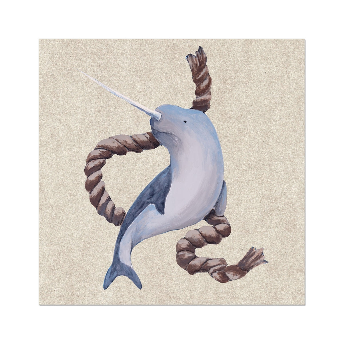 whale painting on vintage paper