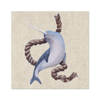 whale painting on vintage paper