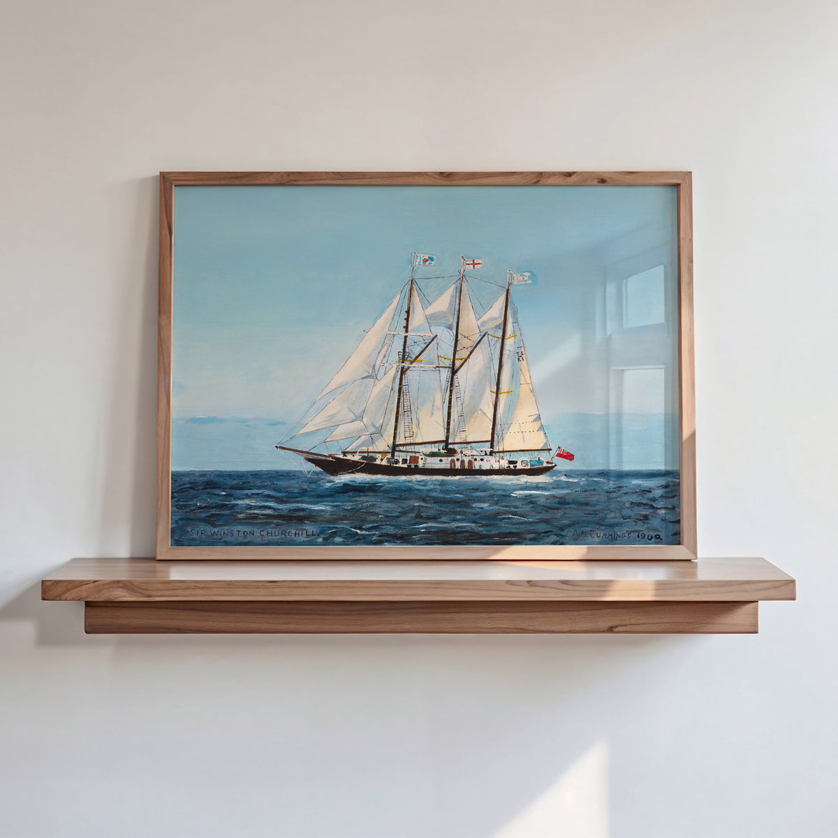 Vintage Ship Print | Hand-painted Sailing Yacht Art Print - Unframed
