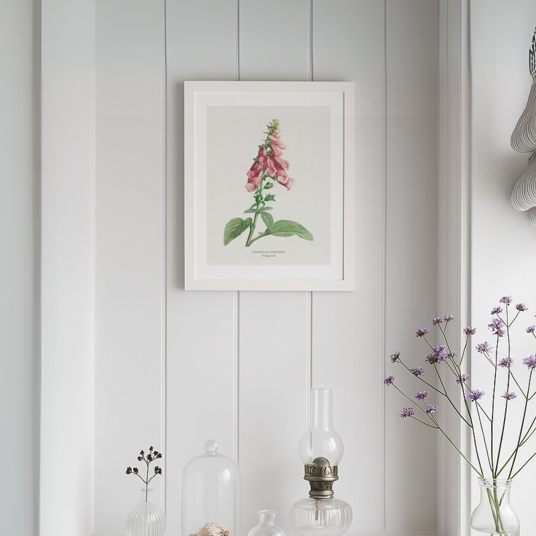 Foxglove Painting | Vintage Flower Print | Botanical Art - Unframed