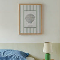 Set of three Shell prints on green stripe - Unframed