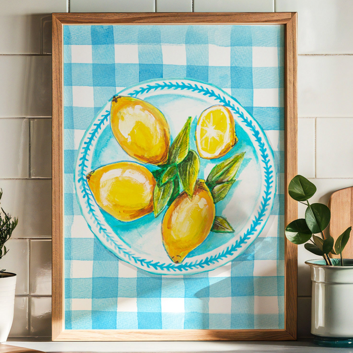 lemon painting - framed kitchen art print