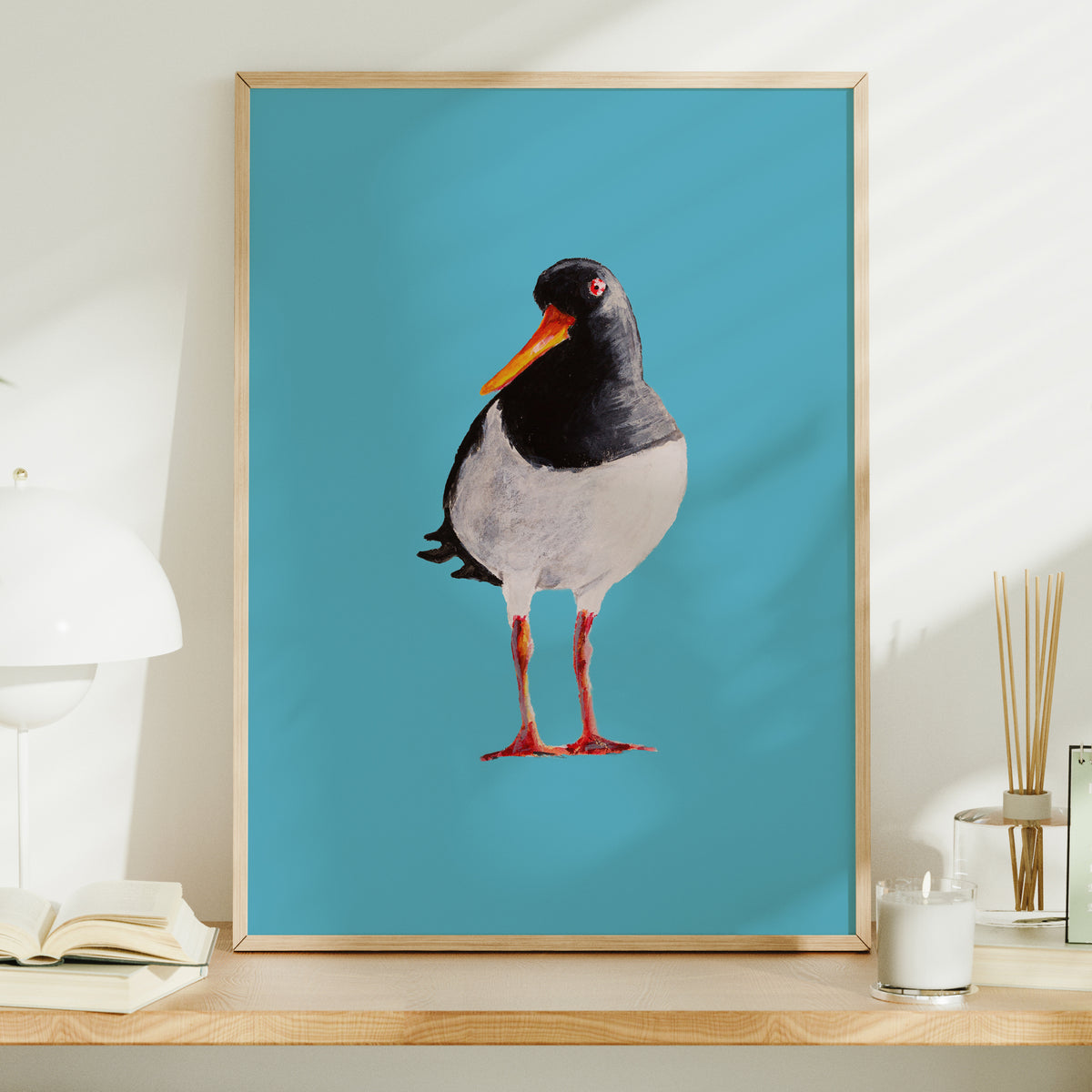 Set of Two Bird Paintings on Blue - Unframed