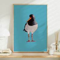 Set of Two Bird Paintings on Blue - Unframed