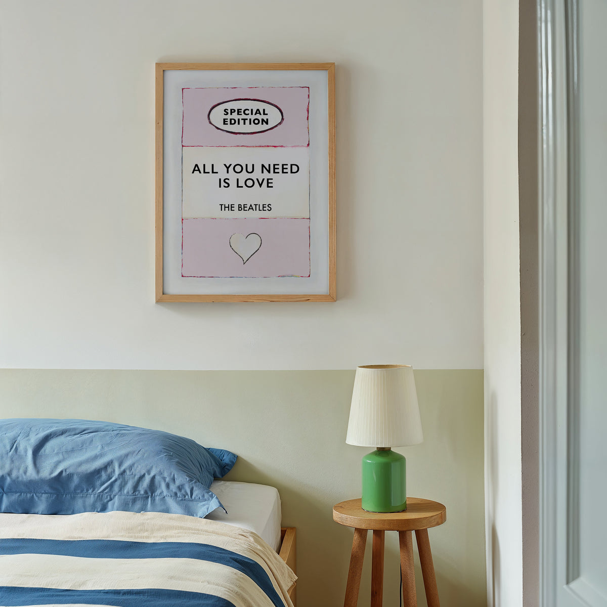 All You Need is Love song lyric on vintage style book cover - Unframed