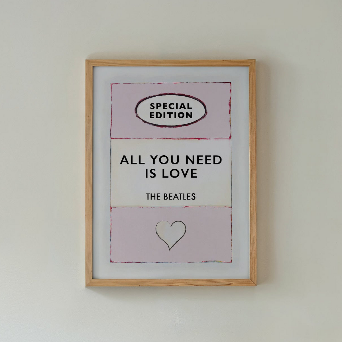 All You Need is Love song lyric on vintage style book cover - Unframed