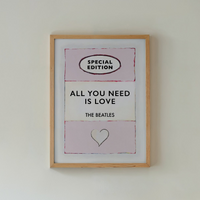 All You Need is Love song lyric on vintage style book cover - Unframed