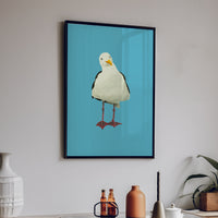 Set of Two Bird Paintings on Blue - Unframed