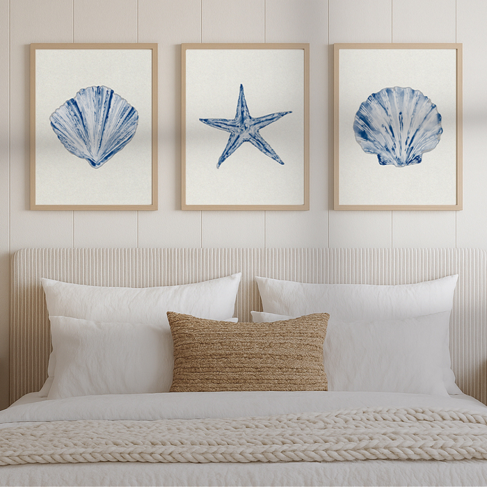 Set of Three Shell Paintings | Set of Shell Prints - Unframed