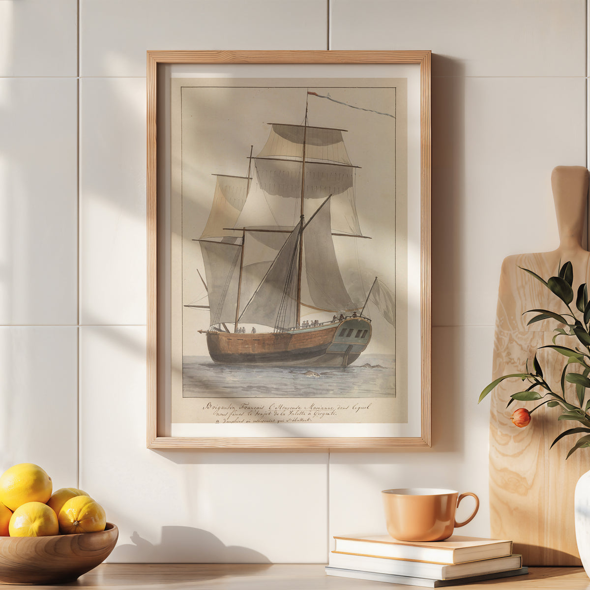Vintage Ship Print | Sailing Yacht Art Print - Unframed