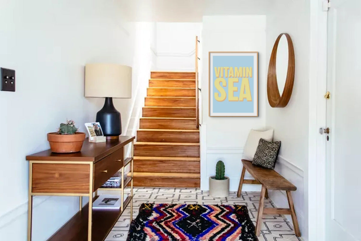 colourful art print in hallway - vitamin sea art print
