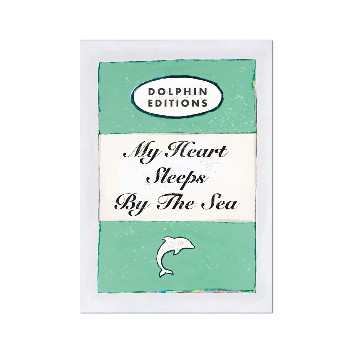 My Heart Sleeps (Jade) Quote on Vintage Style Book Cover Print - Unframed