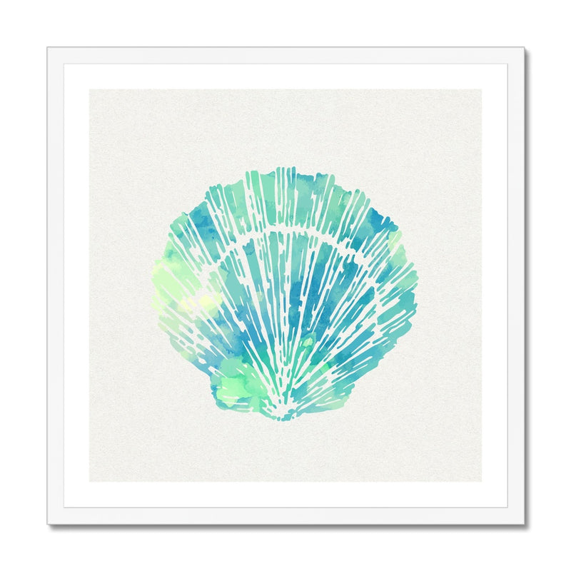 Opal Scallop Shell Art Print Watercolour Shell Art Framed Beach House Art