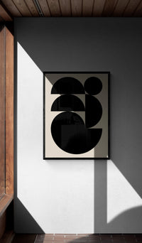 Abstract Shells No 1 - Black & Beige Abstract Wall Art - Unframed - Beach House Art