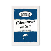 Adventures at Sea quote print on vintage style book cover | Navy - Unframed