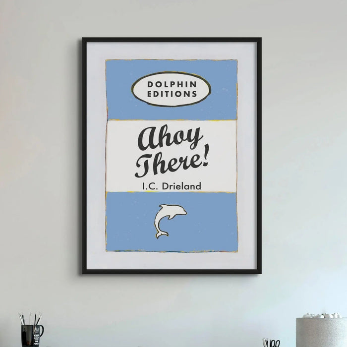This is a vintage book cover art print featuring the Cornish Blue colour. It is unframed