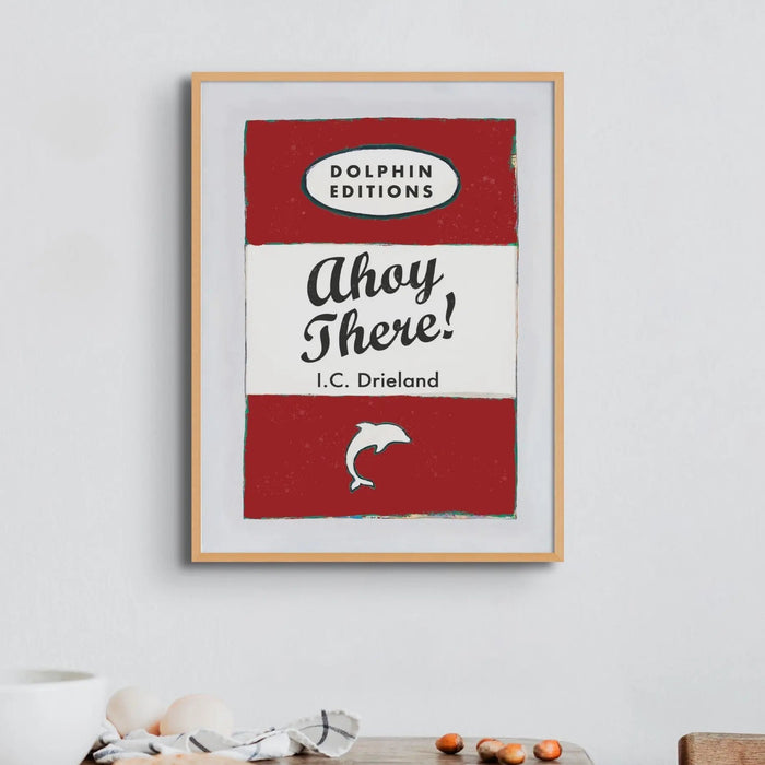 Ahoy There! (Red) Vintage Book Cover Art Print - Framed