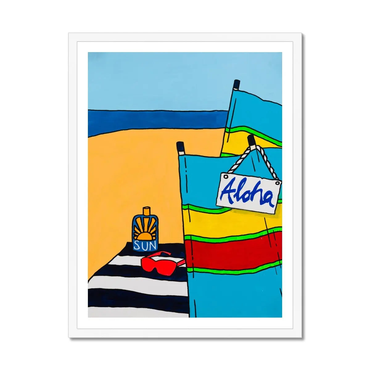 Aloha: Colourful Coastal Art - Framed - Beach House Art