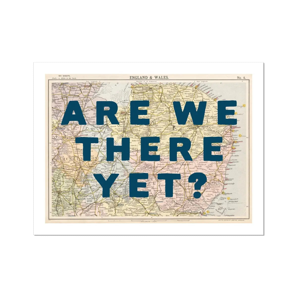 Are We There Yet? (East Anglia Map) Vintage Map Art - Unframed - Beach House Art