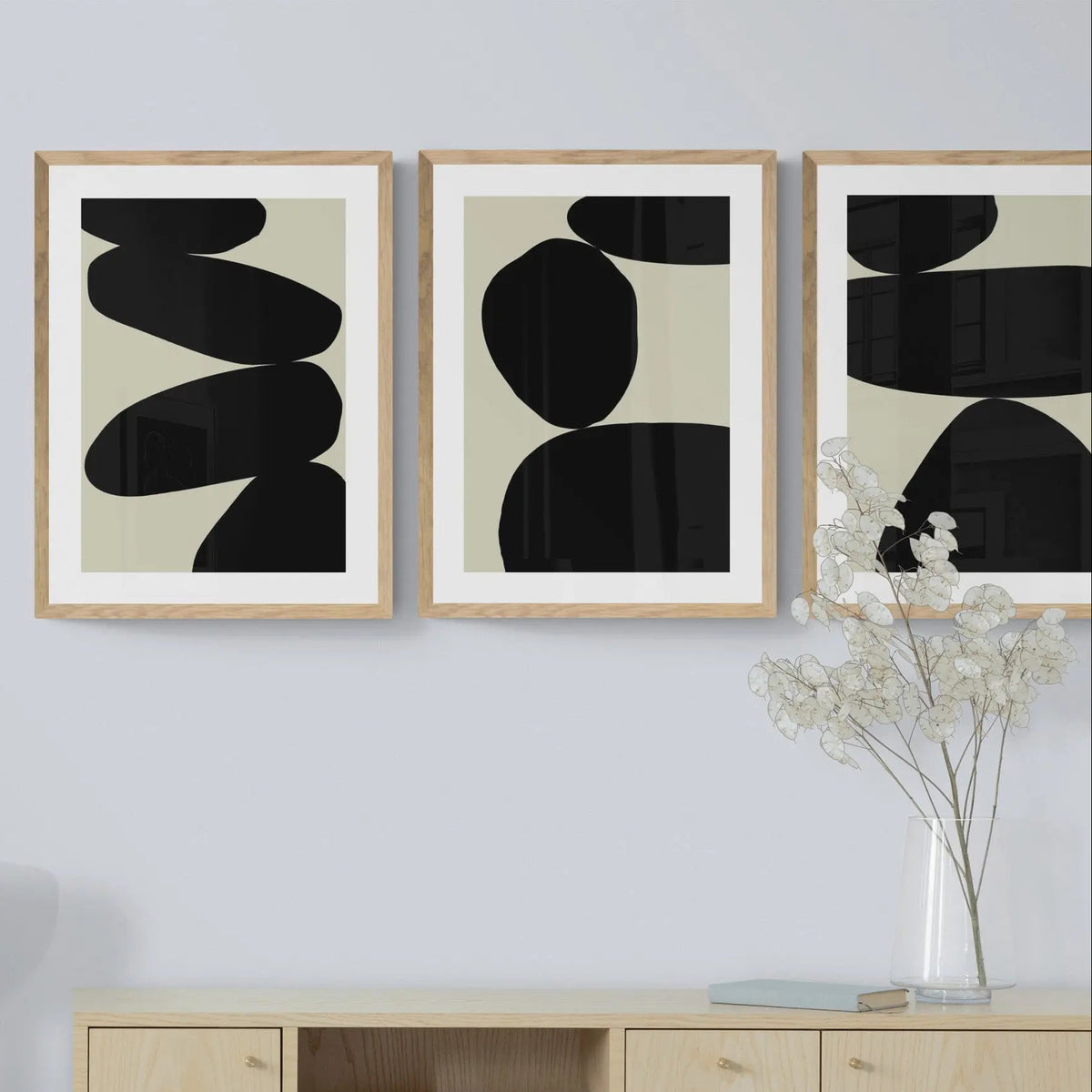set of 3 solid shape art - Beach House Art