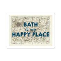 Bath is my Happy Place Art Print | Vintage Map Print of Bath - Unframed Wall Art