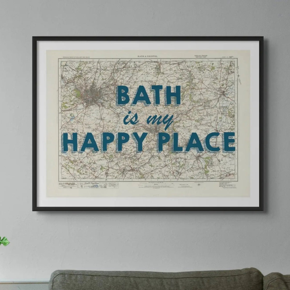 Bath is my Happy Place Art Print | Vintage Map Print of Bath - Unframed Wall Art